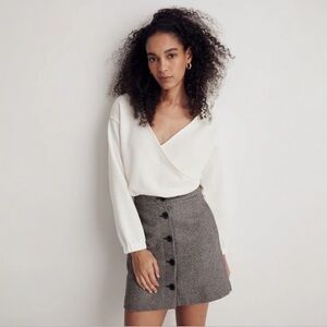 Madewell Ottoman Wrap-Front Ribbed Knit Sweater – Cream (Medium)